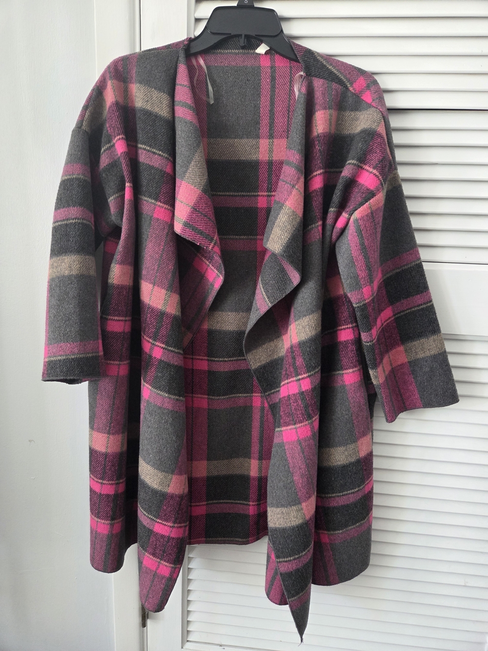 Plaid Wrap Coat Pink Gray